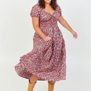 Arula Floral Red Dress